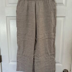 Tahiti 100% Linen Tan Wide-Leg Pants